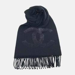 Pre Owned و شاح شانيل صوف أسود