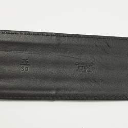 Pre Owned حزام شانيل جلد أسود إبزيم CC عريض للخصر 90 سم