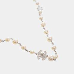 Pre Owned Chanel Crystal Pearl CC Necklace