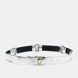 مملوكة مسبقًا Chanel CC 85 CM Buckle Belt Silver Leather