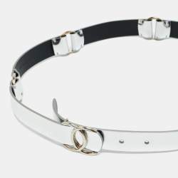 مملوكة مسبقًا Chanel CC 85 CM Buckle Belt Silver Leather