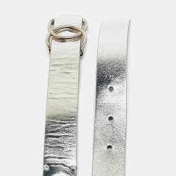 مملوكة مسبقًا Chanel CC 85 CM Buckle Belt Silver Leather