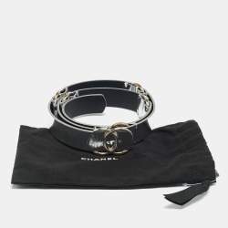 مملوكة مسبقًا Chanel CC 85 CM Buckle Belt Silver Leather