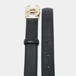 مملوكة مسبقًا Chanel CC Crystal Embellished 80 CM Buckle Belt Black Leather