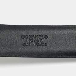 مملوكة مسبقًا Chanel CC Crystal Embellished 80 CM Buckle Belt Black Leather