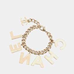 Pre Owned سوار شانيل بشعار العلامة ذهب/أسود مطلي بالذهب