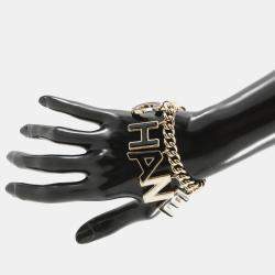 Pre Owned سوار شانيل بشعار العلامة ذهب/أسود مطلي بالذهب