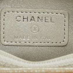 مملوكة مسبقًا Chanel O-Phone Holder Crystal Embellished Silver Quilted Suede