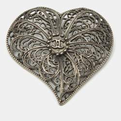 Pre Owned بروش شانيل CC كريستال لؤلؤي زائف ذهبي اللون