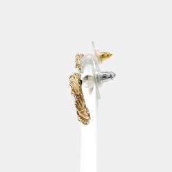 Pre Owned Chanel Gold Plated Logo Earrings