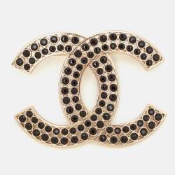 مملوكة مسبقًا Chanel CC Rhinstone Gold Tone Pin Brooch 