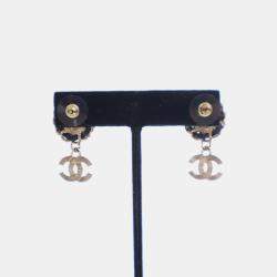 Pre Owned Chanel Pearl Crystal CC Drop Earrings