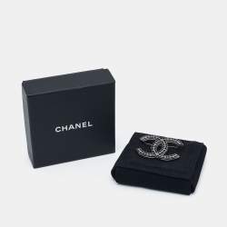 Pre Owned Chanel  CC Gunmetal Tone Brooch