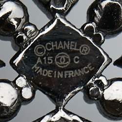 Pre Owned Chanel  CC Gunmetal Tone Brooch