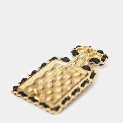 Pre Owned بروش زجاجة عطر رقم 5 بشعار شانيل B23 جلد متشابك لون ذهبي