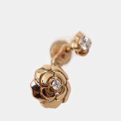 مملوكة مسبقًا قرط شانيل مفرد ذهب وردي 18 قيراط مع ألماس وكاميليا إكستريت دي