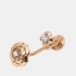 مملوكة مسبقًا قرط شانيل مفرد ذهب وردي 18 قيراط مع ألماس وكاميليا إكستريت دي