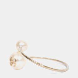 Pre Owned Chanel 2014 Gold Toned Faux Pearl CC Cuff