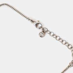 Pre Owned قلادة شانيل بتعليقة زهري كريستال أبيض/أصفر