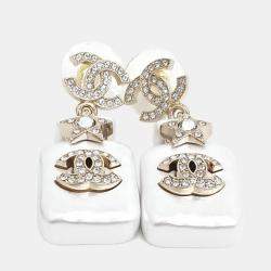 Pre Owned أقراط شانيل من المعدن بلون ذهبي