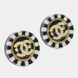 Pre Owned Chanel Gold Tone Resin Earrings