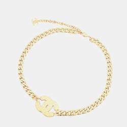 مملوكة مسبقًا حزام شانيل معدن ذهبي شعار سي سي بالسلسلة