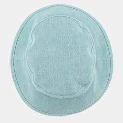 Pre Owned Chanel Hat Logo Size M Aqua Green Denim