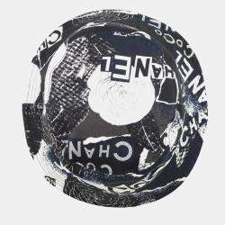 Pre Owned Chanel Camellia Bucket Hat Size M Black/White Cotton 100%