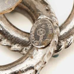 Pre Owned Chanel CC Faux Pearl Resin Silver Tone Stud Earrings