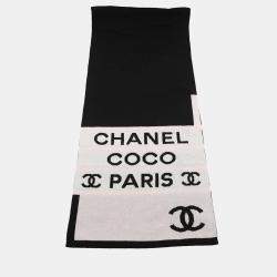 Pre Owned Chanel Cc Logo Large Scarf Black/White/Pink  