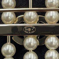 Pre Owned Chanel Heart Brooch Gold Gold Plated Faux Pearl Rhinestone