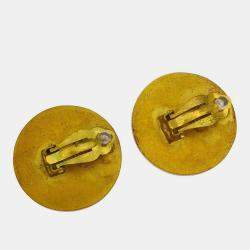 Pre Owned Chanel Gold Button Earrings Clip-On