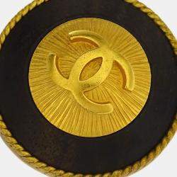 Pre Owned Chanel Gold Button Earrings Clip-On