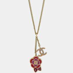 مملوكة مسبقًا Chanel CC Chain Necklace Gold Camellia