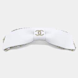 Pre Owned Chanel Leather White Hairpin
