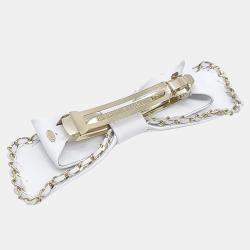 Pre Owned Chanel Leather White Hairpin