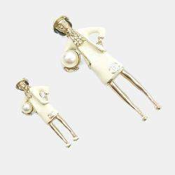 مملوكة مسبقًا بروش شانيل مدام كوكو مينا ذهبي اللون