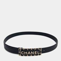 Pre Owned Chanel Black Leather Belt