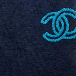 Pre Owned Chanel Navy Blue Cashmere & Silk Knit Scarf