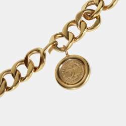 Pre Owned Chanel Vintage Medallion Link Gold-Plated Metal Belt