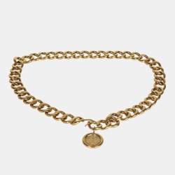 Pre Owned Chanel Vintage Medallion Link Gold-Plated Metal Belt