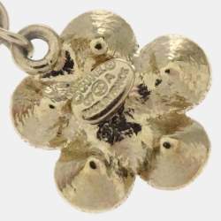 Pre Owned أقراط شانيل متدلية زهرة مرصعة بالأحجار الراين ذهبي