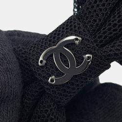 Pre Owned Chanel Barrette Cc Logo Black Cotton Metal