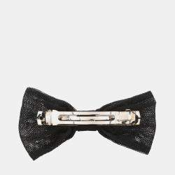 Pre Owned Chanel Barrette Cc Logo Black Cotton Metal