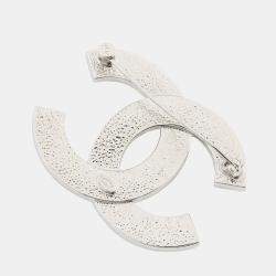 مملوكة مسبقًا Chanel Cc Logo Rhinestone Brooch Silver/Transparent Metal Rhinestone