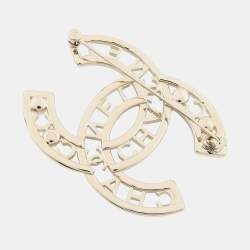 Pre Owned Chanel Cc Logo Brooch Metal Rhinestone Faux Pearl