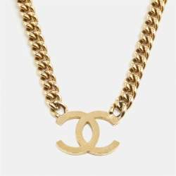 Pre Owned Chanel CC Curb Gold Tone Chain Choker Necklace