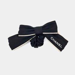 Pre Owned Chanel Black Silk Hair Scrunchie