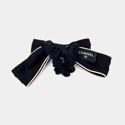 Pre Owned Chanel Black Silk Hair Scrunchie