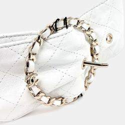 Pre Owned حزام شانيل جلد أبيض